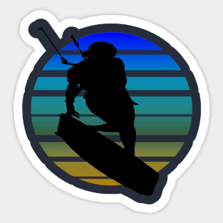 Kitesurfing Female Rider Silhouette Retro Sunset Sticker